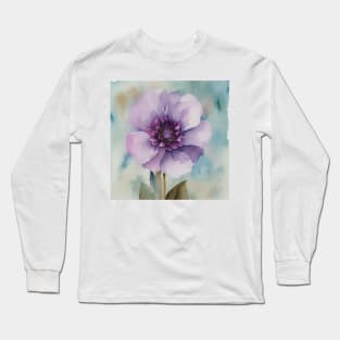 Large Purple Watercolour Flower Long Sleeve T-Shirt